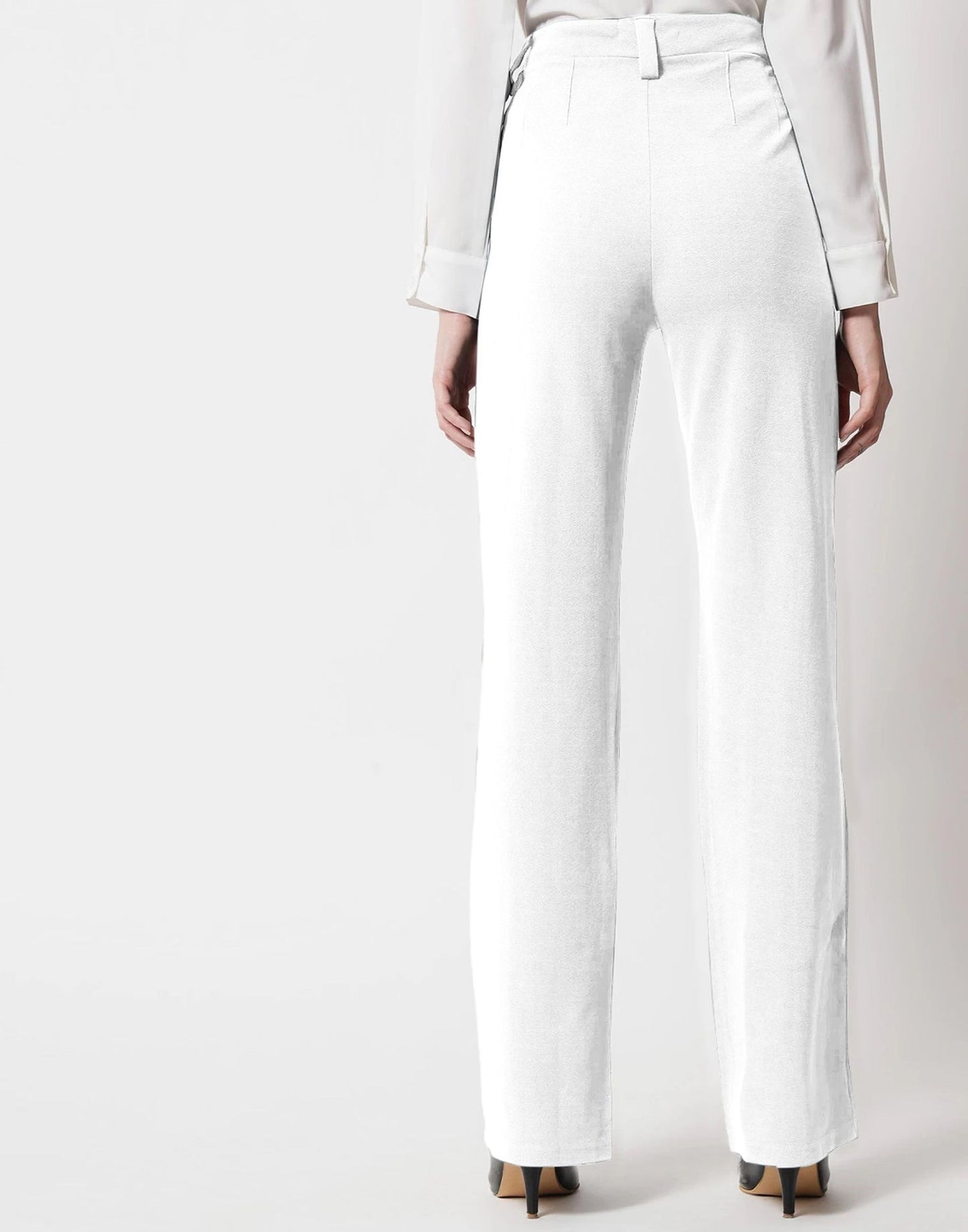 White Pin Tuck Flared Trouser