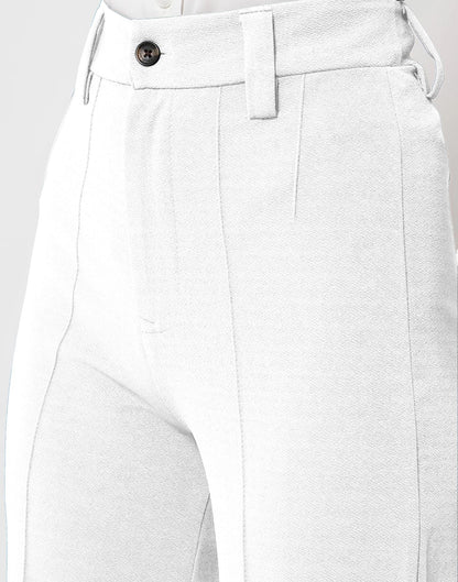 White Pin Tuck Flared Trouser