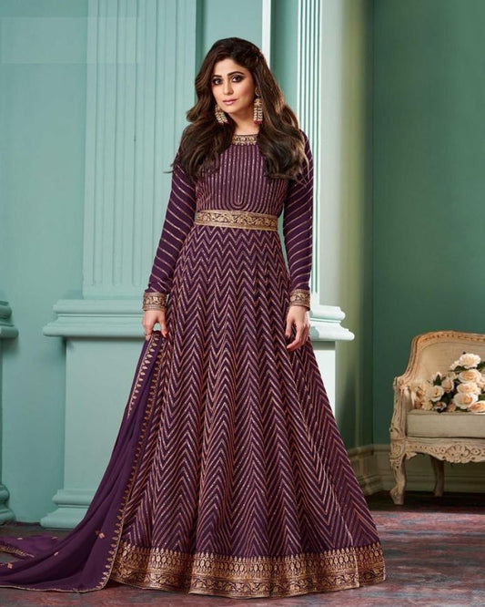 Purple Georgette Designer Anarkali Gown