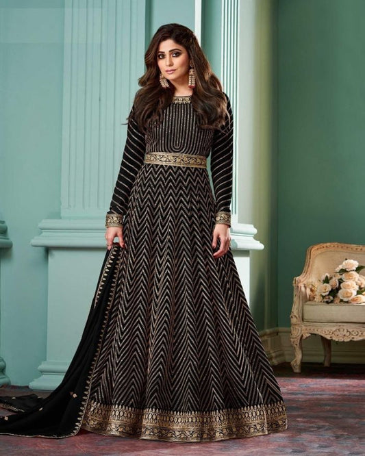 Black Georgette Designer Anarkali Gown