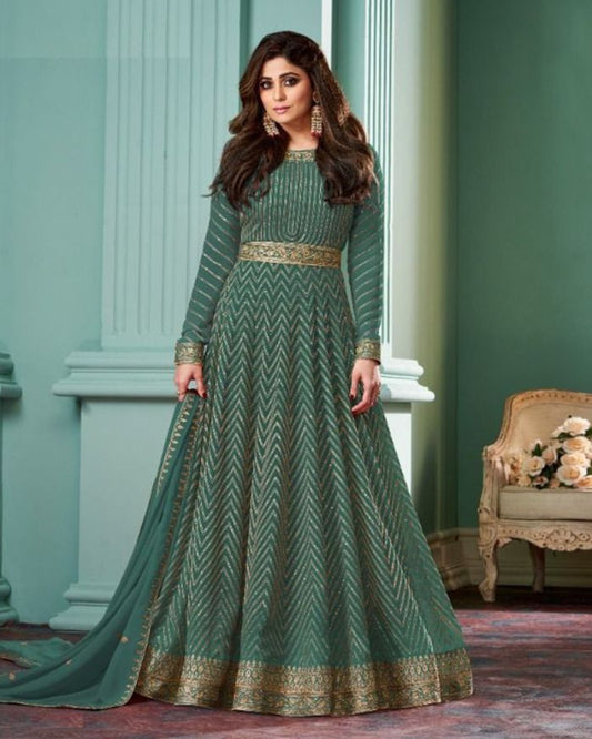 Light Green Georgette Designer Anarkali Gown