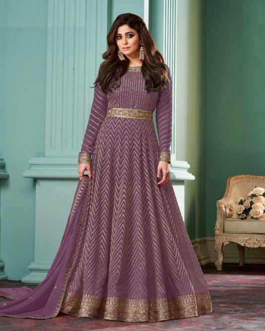 Wine Color Georgette Designer Anarkali Gown