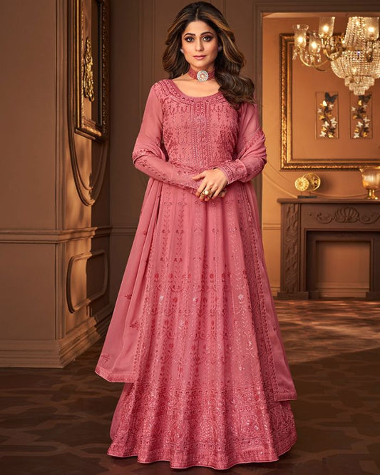 Pink Georgette Designer Anarkali Gown