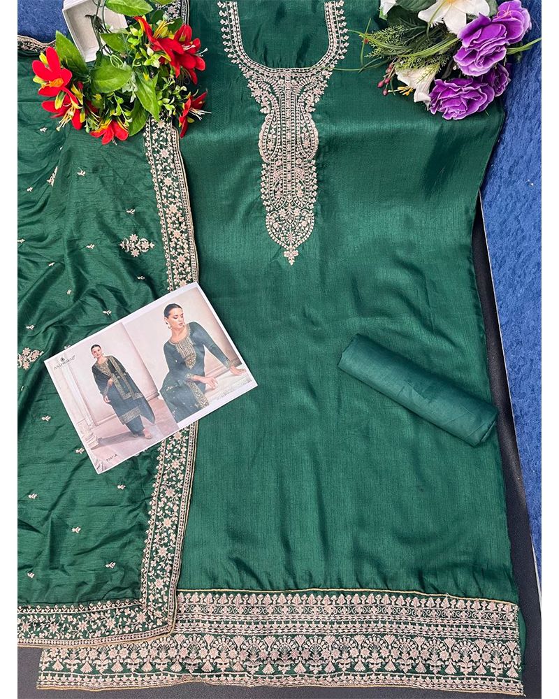 Mehndi Green Georgette Party Wear Palazzo Suit