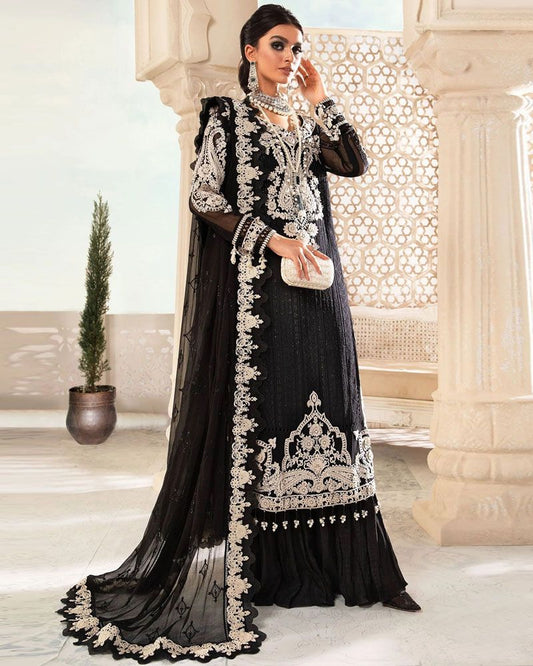 Black Color Faux Georgette Designer Wear Partywear Pakistani Suit