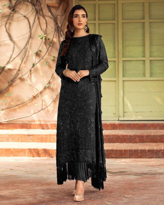 Black Color Faux Georgette Evening Wear Pakistani Suit