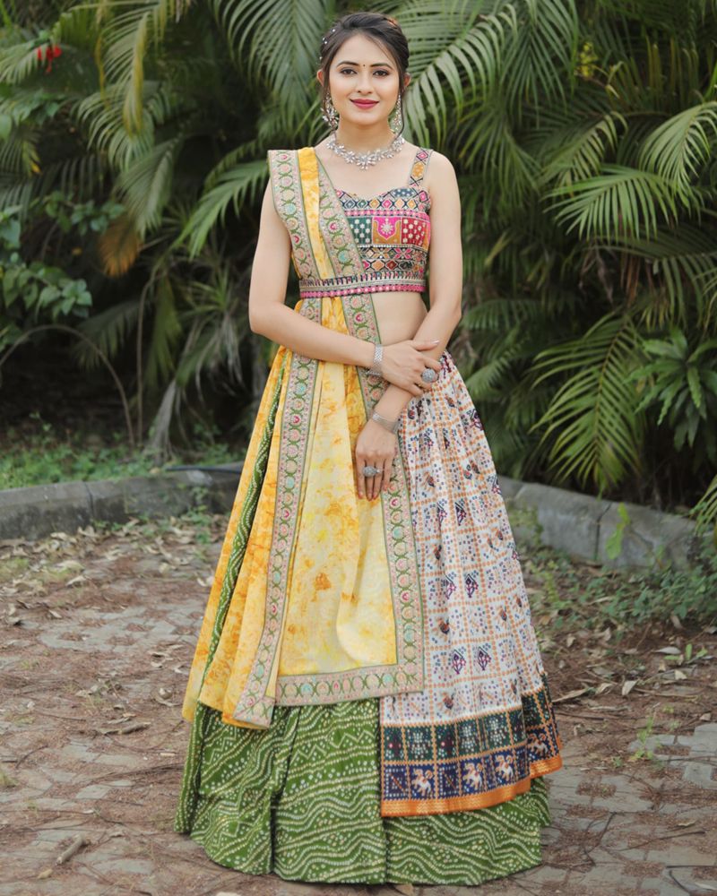 Multicolor cotton digital print designer lehenga choli