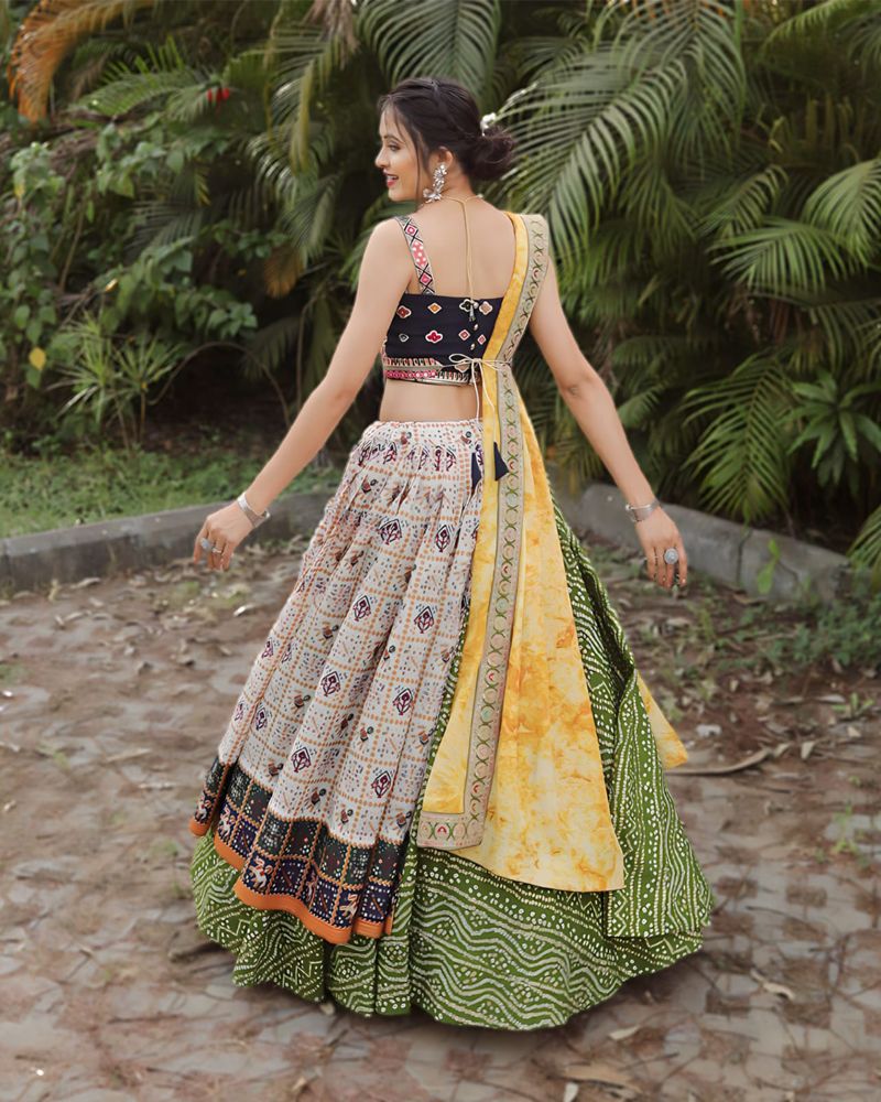 Multicolor cotton digital print designer lehenga choli