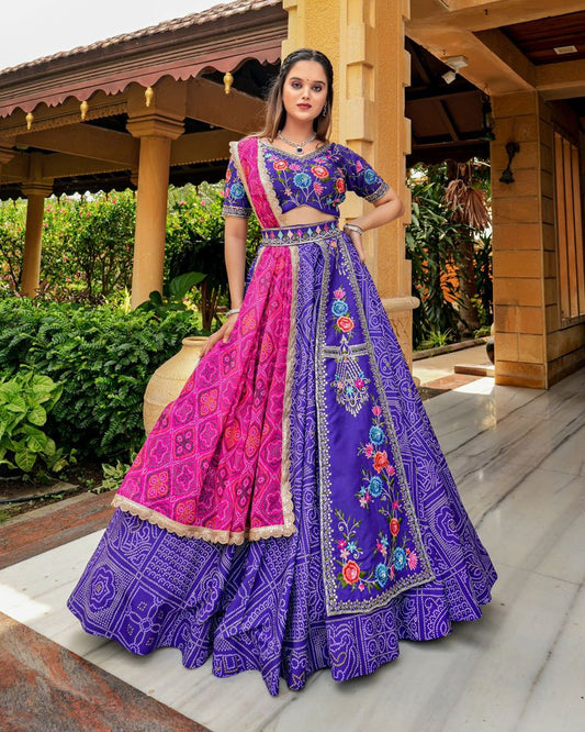 Purple color georgette printed designer lehenga choli