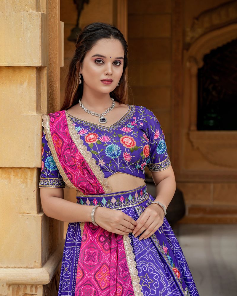 Purple color georgette printed designer lehenga choli