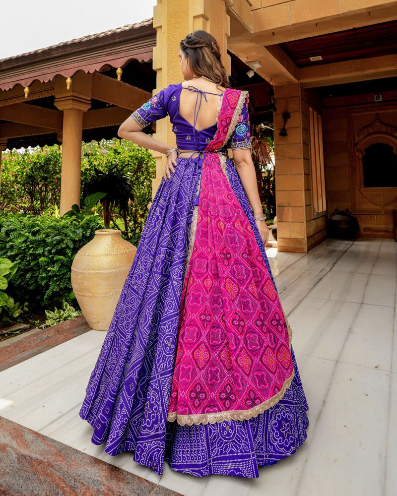 Purple color georgette printed designer lehenga choli