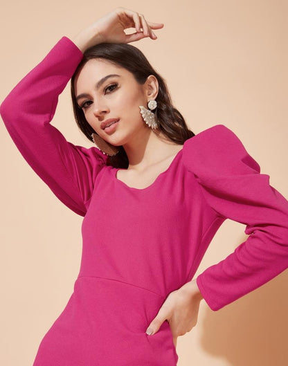 Rani Pink Puff Sleeve Bodycon