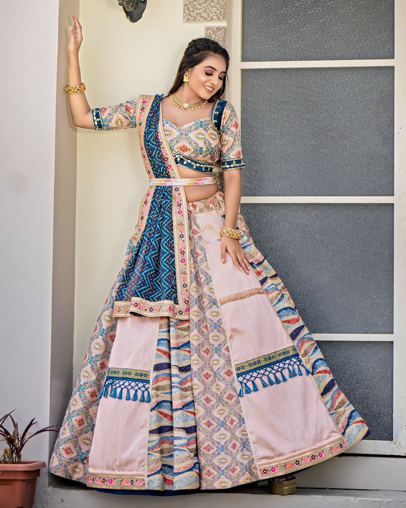 Multicolor silk embroidery designer lehenga choli