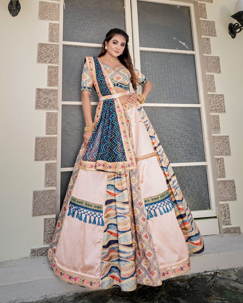 Multicolor silk embroidery designer lehenga choli