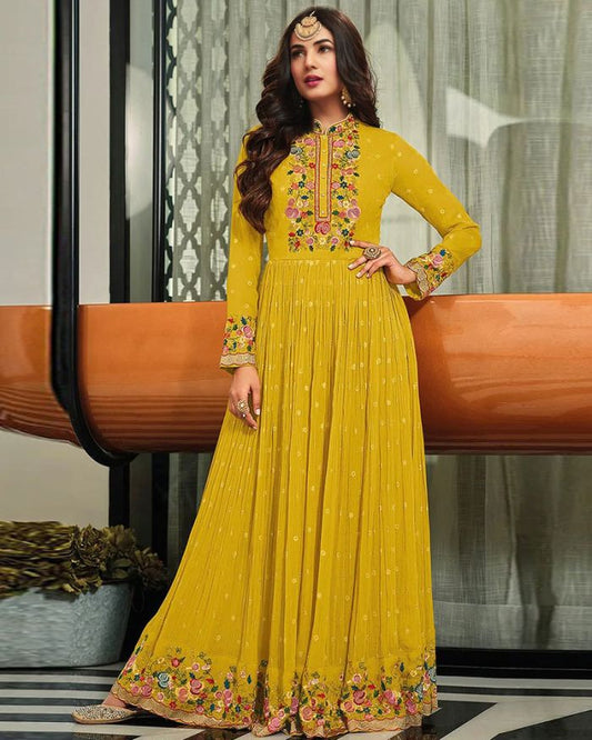 Yellow Georgette Designer Long Anarkali Suit