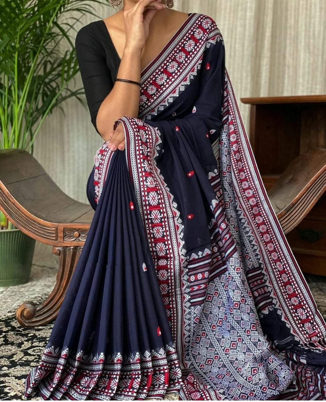 Soft Cotton Hand Stitched Work Sarees